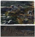 Bernard Krigstein Artwork Entitled "Maine Rocks (Seal Cove)"-- Large Watercolor Measures 22" x 15"